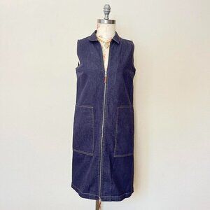 Lafayette 148 midi jean zip up dress‎ womens size small